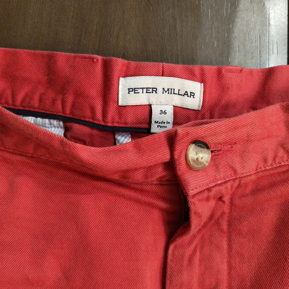 Vintage Peter Millar Mens Red Shorts Size Large Casual Golf Chino